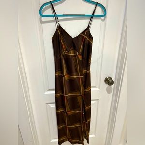Ladies XS Banana Republic spaghetti strap bronze pattern dress